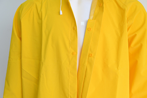 High Quality Waterproof Polyester Raincoat Outdoor for Working Men Yellow XL with Pocket and Hood <b>Strings</b> - Product Image 2