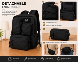 Custom Multi-Function Utility <b>Backpack</b> <b>Large</b> Capacity Travel School <b>Backpack</b> with Detachable Front Pocket - Product Image 2