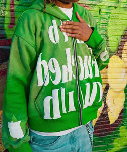 Sudadera con Capucha de Moda para Hombre, con Pedrería, de Gran Tamaño, con Bordado Desgastado - Product Image 3