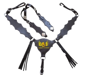 Harnais et collier de poitrail pour cheval, style personnalisé, en cuir véritable, légers et durables, pour l'équitation western - Product Image 1