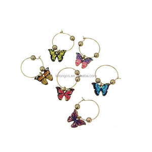 Ensemble de marqueurs à vin papillon haut de gamme, accessoires de bijouterie en verre scintillants en forme d'insectes volants pour femmes, idée cadeau d'anniversaire - Product Image 6