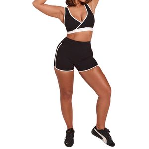 ชุดออกกำลังกายผู้หญิงแบบขายส่งสั่งทำพิเศษ ระบายอากาศได้ดี คุณภาพสูง เสื้อชั้นในกีฬาและกางเกงขาสั้นสำหรับปั่นจักรยาน ชุดออกกำลังกายโยคะฟิตเนส - Product Image 3