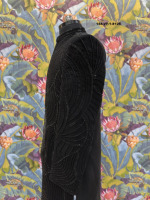 Imperial Jet Black TR Lachka Base Sherwani Noir Vortex Topographical Concentric Wave Glass Bead Coded Suit