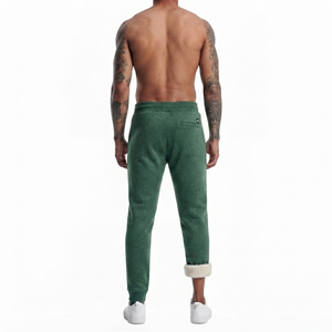 DROGEN EXPORT Spring Heather Green Sherpa Lined <b>Linen</b>/Cotton Lightweight Anti-Pilling Drawstring Closure Warm Athletic Track - Product Image 2