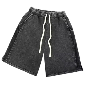Conjunto de Camiseta y Pantalones Cortos de Algodón con Lavado Ácido para Hombre, Logotipo Personalizado, Cuello Redondo, Estilo Casual de Verano, Camiseta Transpirable de Manga Corta - Product Image 6