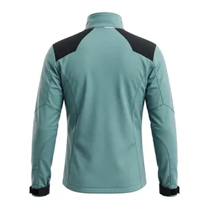 Men's <b>Light</b> Blue <b>Waterproof</b> Windproof Polyester/Cotton Fleece <b>Jacket</b> Regular Fit Stand Collar Zipper-Up Sporty Design Pocket - Product Image 2