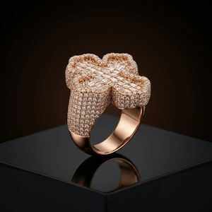 Rose Gold Full Pavé Heart <b>Signet</b> <b>Ring</b> In White CZ For <b>MEN</b> Elegant Fashion Statement Jewelry Gift - Product Image 1