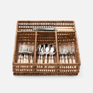 Plateau à couverts pour restaurant, organiseur individuel de couverts en rotin pour rangement dans un tiroir. - Product Image 5