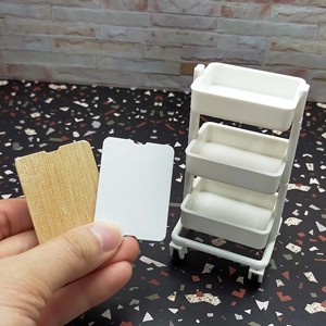 1:12 Scale Miniature Storage Cart <b>Rack</b> White ABS Dollhouse Furniture <b>Rolling</b> Organizer for Miniature Environments for age14+ - Product Image 3