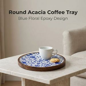 Bandeja de Servir Moderna Hecha a Mano, Duradera, Ecológica, de Madera de Acacia Pulida con Resina, Plato para Exhibición de Postres, Apta para Alimentos, para el Hogar - Product Image 6