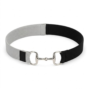 ODM ALEXANDRIA INDUSTRIES Cinturón Elástico Negro Bronceado de Poliéster/Algodón/Metal con Hebilla Plateada de Estilo Ecuestre - Product Image 4