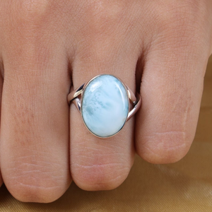 แหวนพลอยลาริมาร์ เงินแท้ 925 แหวนพลอยสีน้ำเงิน - Product Image 3