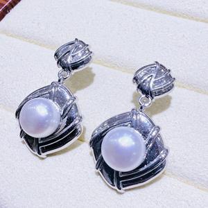 Boucles d'oreilles pendantes en perles d'eau douce naturelles de Zhuji, style rétro pain français, luxe léger, perle blanche de qualité supérieure - Product Image 4