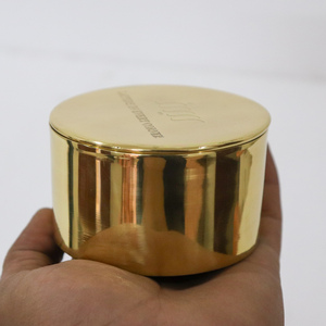 High Quality Handmade Eco-Friendly Hammered Copper <b>Candle</b> Jar with Polished Natural Finish 5 oz Luxury Empty Round Container - Product Image 6