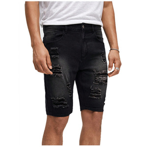 Summer <b>Men's</b> Vintage Casual Straight Knitted Denim Shorts Plus Size Black Milled <b>Stretch</b> Slim-Fit Mid Waist - Product Image 6