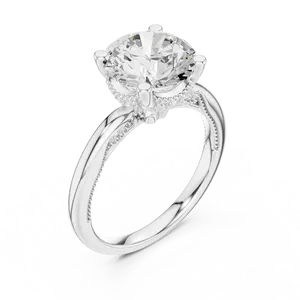 Anillo de Oro Sólido con Diamante Cultivado en Laboratorio de Corte Redondo Deslumbrante y Halo Oculto, Joyería Exclusiva Unisex para Festivales - Product Image 4