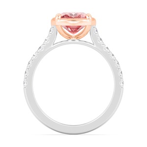 Bague de fiançailles Long Cushion 10K en or rose et or blanc avec diamant de laboratoire 3.06 carats, bicolore, bijoux de luxe pour mariée - Product Image 4