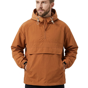 Chaqueta con Capucha y Cierre de Cremallera para Hombre, Resistente al Viento, Color Sólido, Corte Holgado Informal, Prenda Exterior de Poliéster para Otoño - Product Image 2