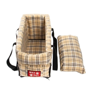 Siège de voiture pour chien avec console centrale à carreaux, boîte rehausseuse d'accoudoir, sac de transport portable pour animaux, sac à bandoulière, lit de voyage sécurisé pour petits chiens et chats - Product Image 1