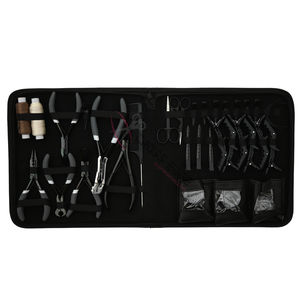 Customizable Black Hair Extension <b>tools</b> Accessories Set Black MicroBead Remover Tape In Plier Keratin Bond Cutter Parting Finger - Product Image 5