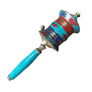 สินค้ามาใหม่-ชุดหินสีเขียวประดับอำพันและโลหะ ล้อหมุนมือแกะสลักลายพุทธศาสนา ของขวัญปีใหม่ - Product Image 2