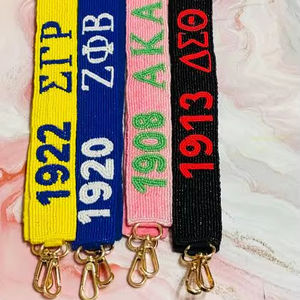 Sangles de sac perlées pour sororité, poignée de sac à lettres grecques, bandoulière de remplacement, pièces de sac à main en tissu tissé de perles de rocaille - Product Image 1