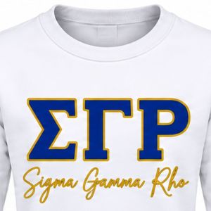 Sudadera Blanca con Cuello Redondo para Mujer Sigma Gamma Rho, Sudadera Personalizada con Gráficos de la Hermandad, Manga Larga, Estilo Casual para el Campus y la Calle - Product Image 5