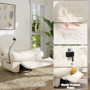 เก้าอี้ปรับเอนแบบหมุนขนาดใหญ่ PPL Power พร้อมพอร์ต USB Type-C และที่วางโทรศัพท์ โซฟาเดี่ยว ควบคุมด้วยปุ่ม - Product Image 6