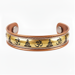 Aimant puissant en néodyme, Kada en cuivre pour une thérapie maximale, symboles de méditation gravés - Product Image 3