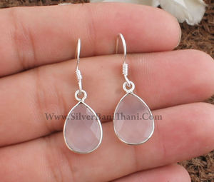 Wholesale Natural Rose Quartz 925 <b>Sterling</b> <b>Silver</b> <b>Drop</b> <b>Earrings</b> Women Healing Gemstone Jewelry Reiki Energy Wedding Gift Luxury - Product Image 4