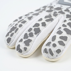 Gants de gardien de but en latex blanc et gris RYDOM avec sangle de poignet réglable, antidérapants et respirants - Product Image 2
