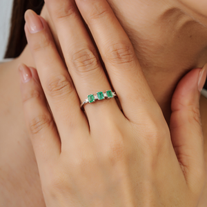 Wholesale 925 Sterling <b>Silver</b> 100% Authentic Octagon Shape <b>Emerald</b> Gemstone Band <b>Ring</b> For Women Party Wear Accessories - Product Image 4