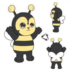 Venta caliente Popular Unisex Custom Home Decoration Adorable y Fuzzy Yellow Stripy Bee Plush Animal Toys Comisiones de felpa