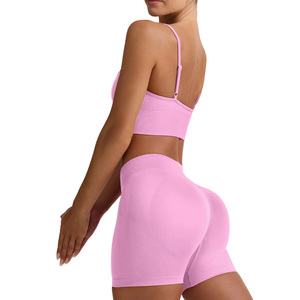 Ensemble de sport sans couture personnalisé pour femmes : soutien-gorge de sport et short taille haute – Tenue de fitness, yoga et entraînement extensible - Product Image 2
