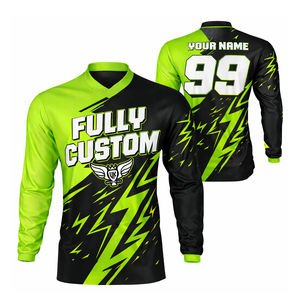 Jersey de Motocross Totalmente Personalizado con Nombre y Número, Camiseta de Carreras Neon MX para Motocross, Jersey de Manga Larga para Motociclismo Todoterreno - Product Image 1