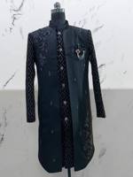 Sherwani de mariage luxueux pour homme en velours épais Jodhpuri avec broderie à la main complexe et travail de sequins, personnalisable pour adultes