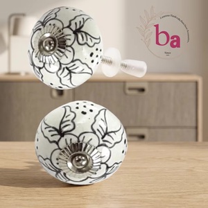 Pomo de Porcelana Ba para Muebles, Diseño Floral Moderno, Duradero, Ecológico, Multifuncional, para Hogar, Oficina, Cocina, Sala de Estar - Product Image 1