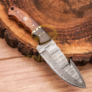 Cuchillo de Caza Hecho a Mano de Acero de Damasco, Hoja Fija, Mango de Madera de Palisandro, Cuchillo Táctico para Exteriores, DIY, OEM, Tamaño y Empaque Personalizables - Product Image 2