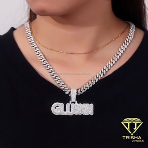 Colgante con Nombre Personalizado con Incrustaciones de Diamantes Moissanite, en Tono Plateado, Estilo Hip Hop, para Boutiques y Revendedores, Venta al Por Mayor - Product Image 2