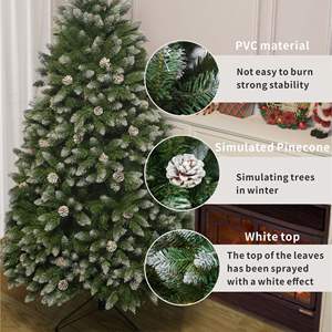 Árbol de Navidad de PVC de 1.5 m con 619 Ramas Cubiertas de Nieve y Piñas, Árbol de Navidad Artificial Ecológico - Product Image 3