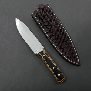 มีดล่าสัตว์ สแตนเลสสตีล มีดแคมป์ปิ้ง ใบมีดแบบ Fixed Blade ด้ามจับ Werzalit พร้อมปลอกหนัง - Product Image 1