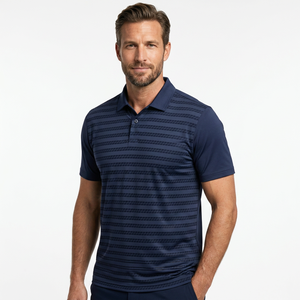 Polo à manches courtes rayé bleu marine pour homme, séchage rapide, tricoté, décontracté - Product Image 6