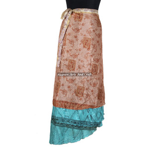 Vestido largo vintage de seda tipo sari con diseño de envoltura mágica, faldas reversibles con diseño de envoltura mágica, fabricante y mayorista - Product Image 1