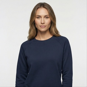 Sudadera con capucha de lana con logotipo personalizado de gran tamaño para mujer, sudadera Vintage de algodón con cuello redondo al por mayor, sudadera de algodón para mujer - Product Image 1