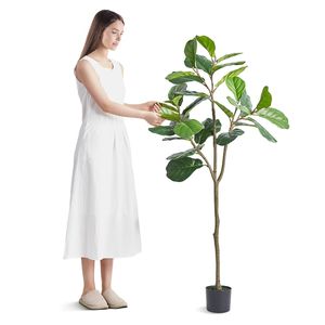 Albero di Ficus Lyrata Artificiale Antiribaltamento da 1,5 m in PE, Pianta Finta Realistica a Bassa Manutenzione - Product Image 1