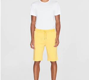 Shorts de jogging pour hommes, couleur et taille personnalisées, jaune vif, taille élastique et cordon de serrage, tissu respirant - Product Image 6