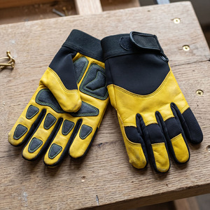 Gants de sécurité en cuir grainé respirant, antidérapants, durables, flexibles et lisses, jaunes et noirs, pour la conduite, les travaux industriels et mécaniques - Product Image 6