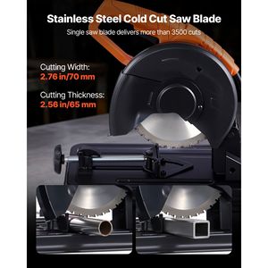 Lama per Taglio a Freddo in Acciaio Inox 7-1/4 Pollici, Sega Elettrica con Motore 1200 W, Velocità 4000 Giri/min, Angolo di Taglio Regolabile 0-45 Gradi per Metallo - Product Image 6