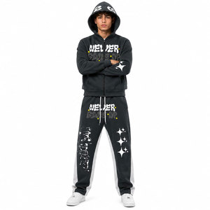 Pantalones de chándal acampanados de felpa francesa para hombre, estilo streetwear, de peso pesado, con efecto apilado, OEM - Product Image 5