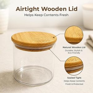 High Clear Glass Storage <b>Jar</b> Wooden Lid Moisture Proof 100ml Capacity Dishwasher Safe Food Container for Kitchen <b>Spice</b> Shaker - Product Image 2